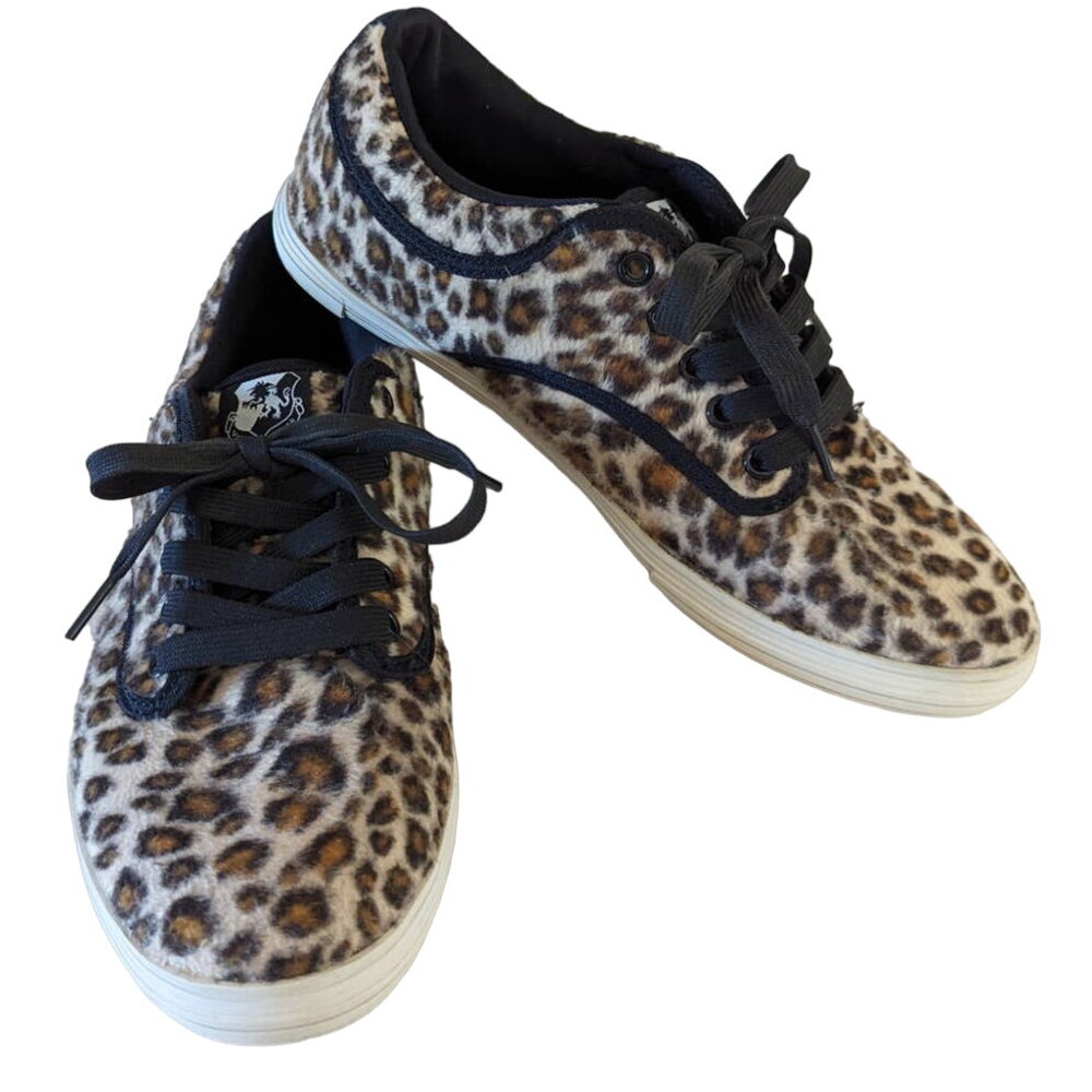 Leopard Print Lace-Up Sneakers - Women